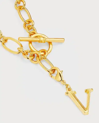 Ben-Amun Link Brass Chain Necklace with Initial Charm | Thumbnail 29