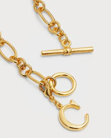 Ben-Amun Link Brass Chain Necklace with Initial Charm | Thumbnail 4