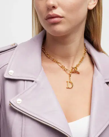 Ben-Amun Link Brass Chain Necklace with Initial Charm | Thumbnail 32