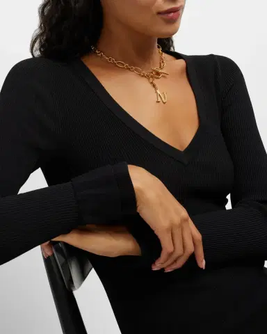 Ben-Amun Link Brass Chain Necklace with Initial Charm | Thumbnail 36