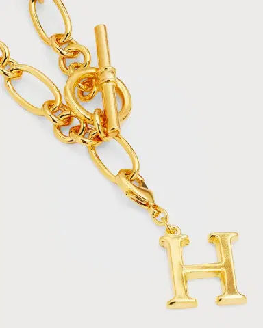 Ben-Amun Link Brass Chain Necklace with Initial Charm | Thumbnail 38