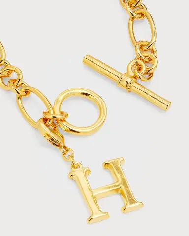 Ben-Amun Link Brass Chain Necklace with Initial Charm | Thumbnail 39