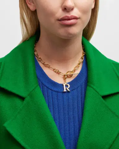 Ben-Amun Link Brass Chain Necklace with Initial Charm | Thumbnail 41