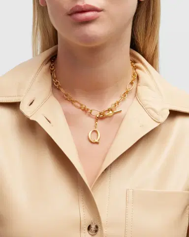 Ben-Amun Link Brass Chain Necklace with Initial Charm | Thumbnail 45