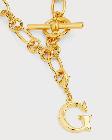 Ben-Amun Link Brass Chain Necklace with Initial Charm | Thumbnail 50