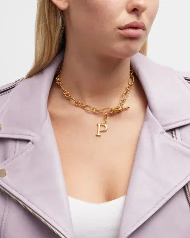 Ben-Amun Link Brass Chain Necklace with Initial Charm | Thumbnail 6