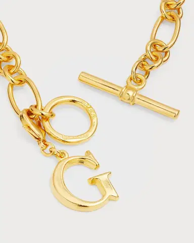 Ben-Amun Link Brass Chain Necklace with Initial Charm | Thumbnail 51