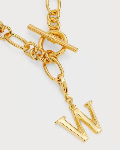 Ben-Amun Link Brass Chain Necklace with Initial Charm | Thumbnail 54