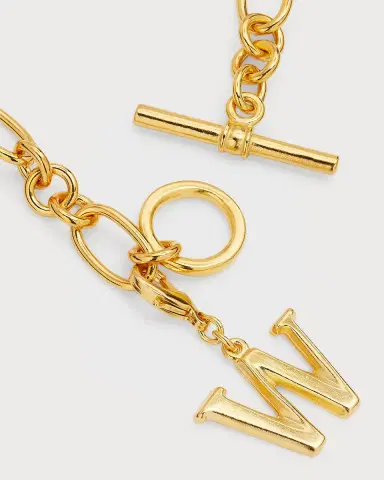 Ben-Amun Link Brass Chain Necklace with Initial Charm | Thumbnail 55