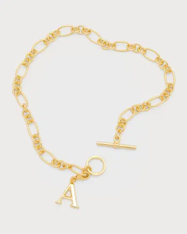 Ben-Amun Link Brass Chain Necklace with Initial Charm | Thumbnail 58