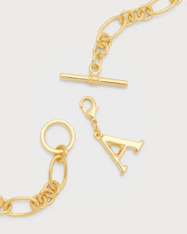 Ben-Amun Link Brass Chain Necklace with Initial Charm | Thumbnail 59