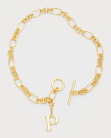 Ben-Amun Link Brass Chain Necklace with Initial Charm | Thumbnail 7