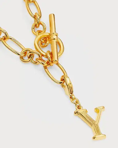 Ben-Amun Link Brass Chain Necklace with Initial Charm | Thumbnail 62