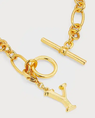 Ben-Amun Link Brass Chain Necklace with Initial Charm | Thumbnail 63