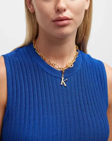 Ben-Amun Link Brass Chain Necklace with Initial Charm | Thumbnail 65