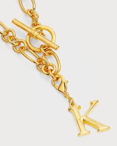 Ben-Amun Link Brass Chain Necklace with Initial Charm | Thumbnail 66