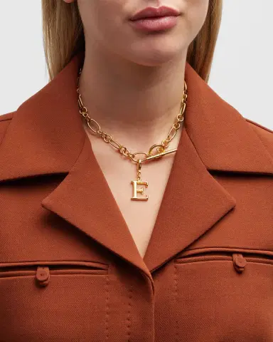 Ben-Amun Link Brass Chain Necklace with Initial Charm | Thumbnail 69