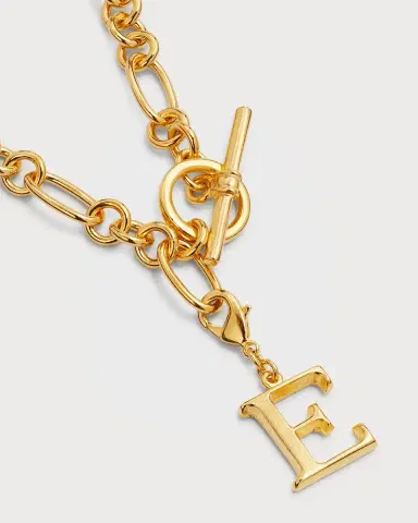 Ben-Amun Link Brass Chain Necklace with Initial Charm | Thumbnail 70