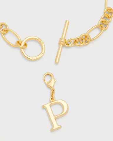 Ben-Amun Link Brass Chain Necklace with Initial Charm | Thumbnail 8