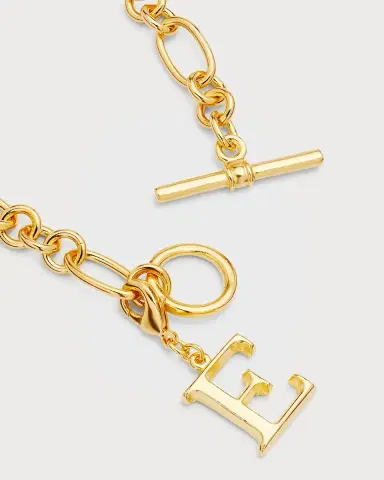 Ben-Amun Link Brass Chain Necklace with Initial Charm | Thumbnail 71