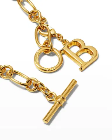 Ben-Amun Link Brass Chain Necklace with Initial Charm | Thumbnail 75