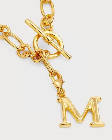 Ben-Amun Link Brass Chain Necklace with Initial Charm | Thumbnail 77
