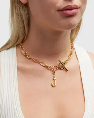 Ben-Amun Link Brass Chain Necklace with Initial Charm | Thumbnail 80