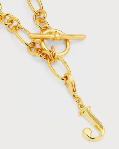 Ben-Amun Link Brass Chain Necklace with Initial Charm | Thumbnail 81