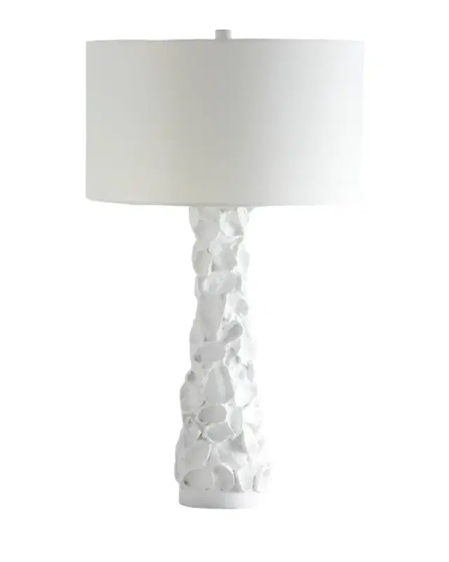 Old World Design White Gesso Oyster Shell Lamp