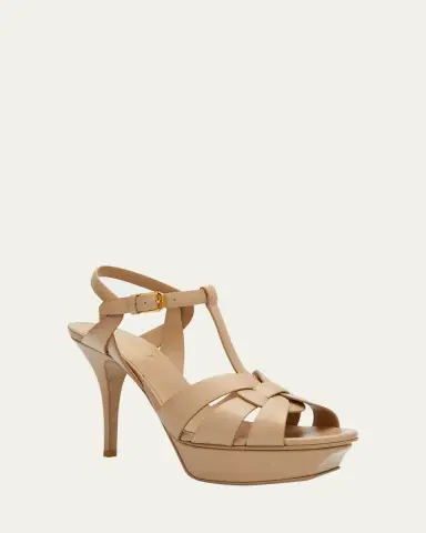 Saint Laurent Tribute Leather T-Strap Platform Sandals | Thumbnail 3 Saint Laurent Tribute Leather T-Strap Platform Sandals | Thumbnail 3