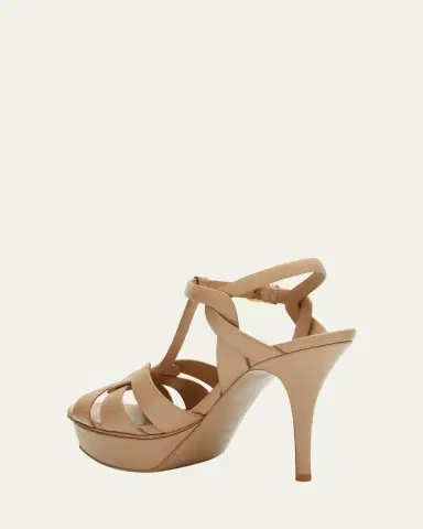 Saint Laurent Tribute Leather T-Strap Platform Sandals | Thumbnail 4 Saint Laurent Tribute Leather T-Strap Platform Sandals | Thumbnail 4