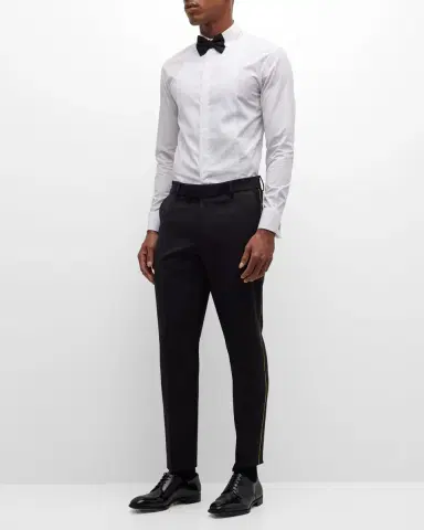 BOSS Men's Wool-Blend Solid Tuxedo Pants | Thumbnail 2