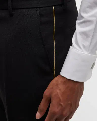 BOSS Men's Wool-Blend Solid Tuxedo Pants | Thumbnail 5