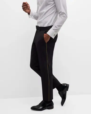BOSS Men's Wool-Blend Solid Tuxedo Pants | Thumbnail 6