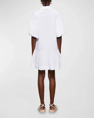 SIMKHAI Chrissy Puff-Sleeve Cotton Poplin Mini Shirtdress | Thumbnail 3 SIMKHAI Chrissy Puff-Sleeve Cotton Poplin Mini Shirtdress | Thumbnail 3
