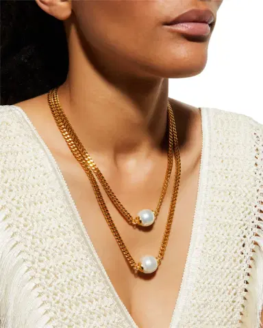 Ben-Amun Double-Strand Pearly Chain Necklace | Thumbnail 2 Ben-Amun Double-Strand Pearly Chain Necklace | Thumbnail 2