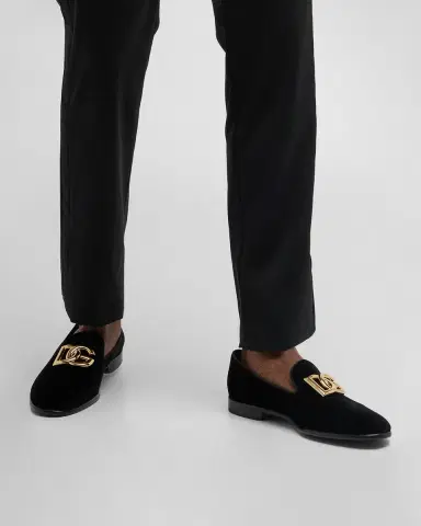 Dolce & Gabbana Men's Logo Velvet Dress Loafers | Thumbnail 2