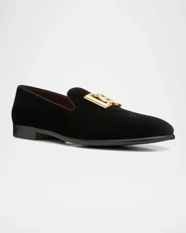 Dolce & Gabbana Men's Logo Velvet Dress Loafers | Thumbnail 3