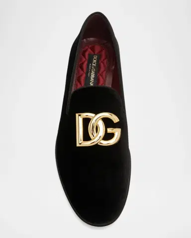 Dolce & Gabbana Men's Logo Velvet Dress Loafers | Thumbnail 5