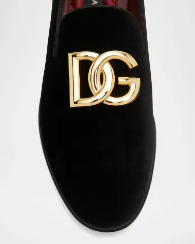 Dolce & Gabbana Men's Logo Velvet Dress Loafers | Thumbnail 6