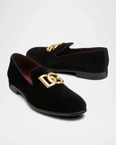 Dolce & Gabbana Men's Logo Velvet Dress Loafers | Thumbnail 8