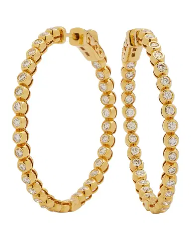 Cassidy Diamonds 18K Yellow Inside-Out Bezel Diamond Hoop Earrings | Thumbnail 1 Cassidy Diamonds 18K Yellow Inside-Out Bezel Diamond Hoop Earrings | Thumbnail 1