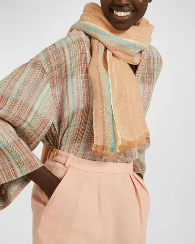Loro Piana Striped Linen-Silk Stole | Thumbnail 2