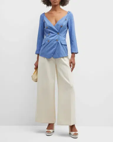 Emporio Armani Double-Breasted 3/4-Sleeve Blazer Top | Thumbnail 2 Emporio Armani Double-Breasted 3/4-Sleeve Blazer Top | Thumbnail 2