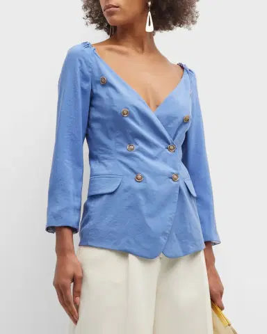 Emporio Armani Double-Breasted 3/4-Sleeve Blazer Top | Thumbnail 4 Emporio Armani Double-Breasted 3/4-Sleeve Blazer Top | Thumbnail 4