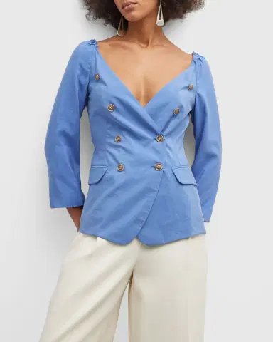 Emporio Armani Double-Breasted 3/4-Sleeve Blazer Top | Thumbnail 7 Emporio Armani Double-Breasted 3/4-Sleeve Blazer Top | Thumbnail 7