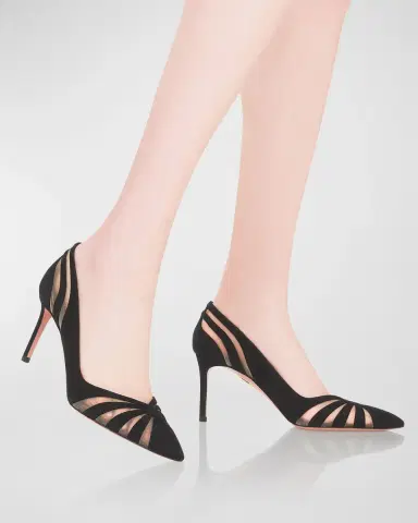 Aquazzura The Spy Suede Mesh Pumps | Thumbnail 2