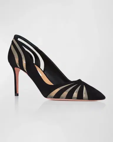 Aquazzura The Spy Suede Mesh Pumps | Thumbnail 3