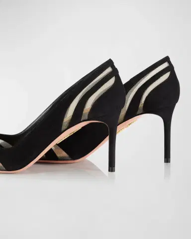 Aquazzura The Spy Suede Mesh Pumps | Thumbnail 4