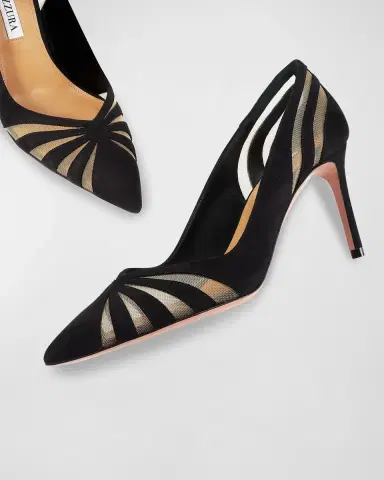 Aquazzura The Spy Suede Mesh Pumps | Thumbnail 6